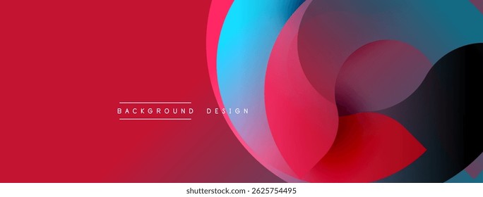Abstract red design features overlapping circles. Blue, purple hues create dynamic visual effect. Modern background suitable for presentations.