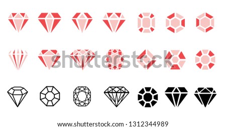 Abstract red diamond collection icons Vector eps icon logo design diamonds color Cristal Shine Effect background Diamond Shapes gemstone Star sparkling stars glittery Sparkle glowing, light glittery
