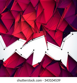 Abstract red digital background with dots and lines. Vector illustration.