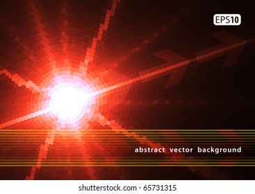 Abstract red digital background with star. Vector