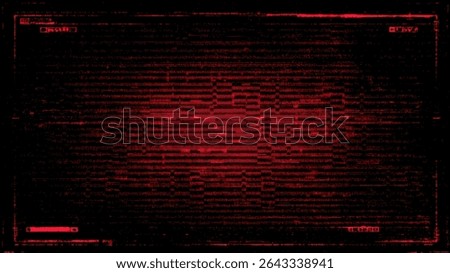 Abstract red digital glitch background with lines and noise. Data error screen texture, display failure concept. Corrupted code.