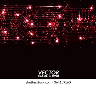 Abstract red digital technology background. Vector illustration