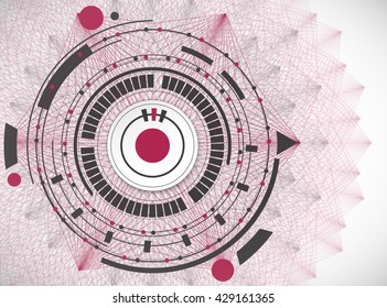 Abstract red digital technology background. Abstract technology communication concept. Various technology elements.