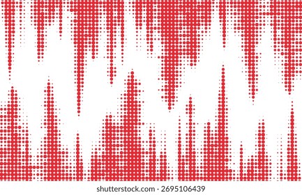Forma de onda digital vermelha abstrata semelhante a um batimento cardíaco ou pulso de som em um fundo branco. Ilustração de vetor