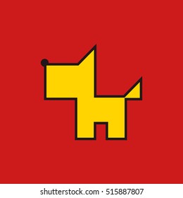 abstract red dog made up of simple shapes