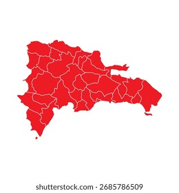 Abstract Red Dominican Republic Map with Cities