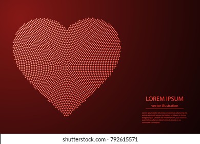 Abstract - Red dot heart on red black background. Vector illustration eps10.