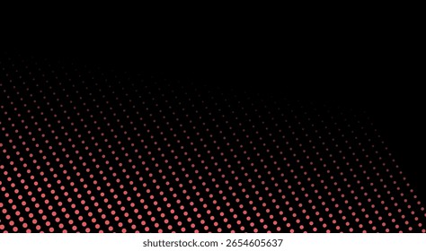 Abstract Red Dot Pattern, Black Background, Gradient, Halftone, Design, Texture, Vector, Illustration