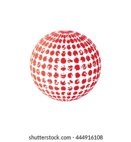 abstract red dots background. logo design. hatbox








