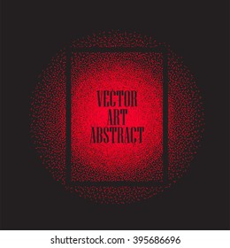 Abstract Red Dots on Black background in black frame.