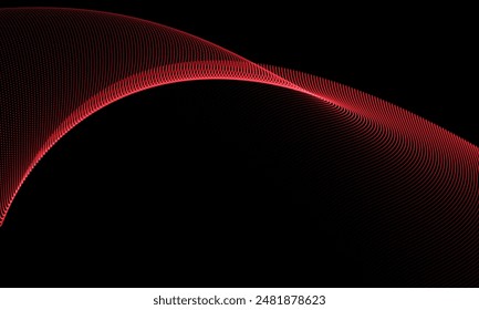 Abstract red dots wave mesh motion blur technology data design modern futuristic vector background illustration.