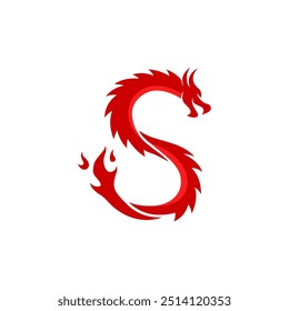 abstract red dragon logo in the shape of the letter S vector