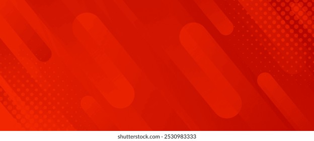 Fundo de bandeira dinâmica vermelho abstrato com meio-tom, papel de parede moderno. Ilustração vetorial. Adequado para modelos, banners de venda, eventos, anúncios, web, páginas e cabeçalhos