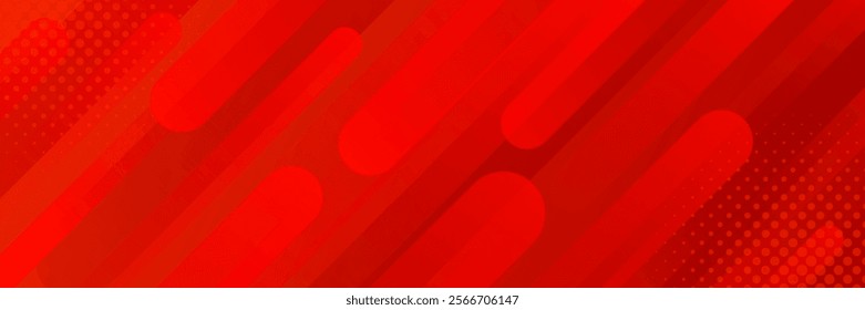 Abstract red dynamic banner background with halftone, modern wallpaper. Vector illustration. Suitable for templates, sale banners, events, ads, web, pages and headers