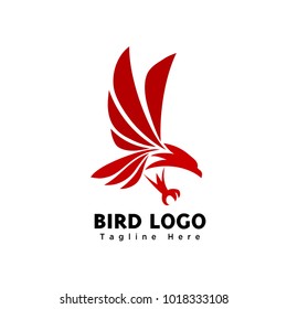 Abstract red eagle catch logo