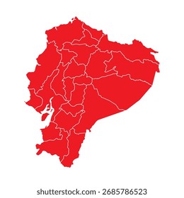 Mapa Abstractas Rojo Ecuador con Ciudades