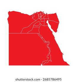 Mapa Abstractas de Egipto Rojo con Ciudades