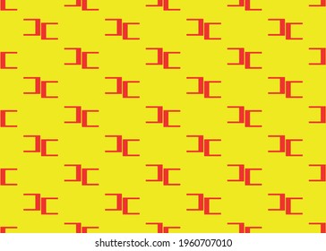 Abstract red element on a yellow background. Seamless texture. For the design of paper cups for coffee.
