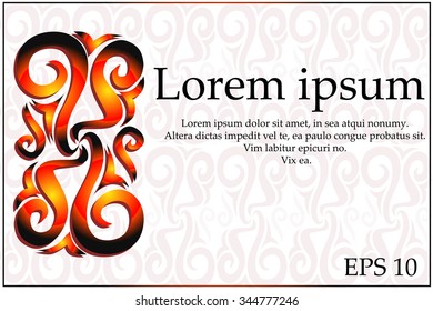Abstract red emblem of curls with space for text