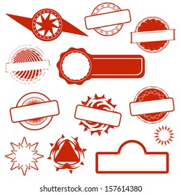 Abstract red empty grunge stamp set with space for text, vector illustration 