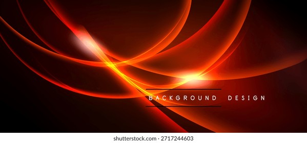 Abstrakte rote Energielinien erzeugen einen dynamischen Hintergrund. Die helle Lichtquelle strahlt und bildet ein modernes Gestaltungselement. Der dunkle Raum umgibt leuchtende Kurven.