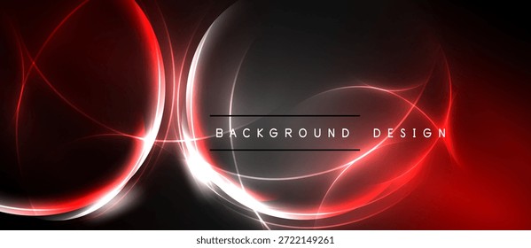 Líneas de energía rojas Abstractas sobre fondo oscuro. Los Elementos de diseño modernos crean un impacto visual dinámico. Gradientes suaves, efectos brillantes presentes.
