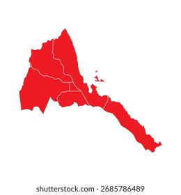 Abstractas Rojo Eritrea Mapa con Ciudades