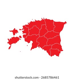 Abstractas Rojo Estonia Mapa con Ciudades