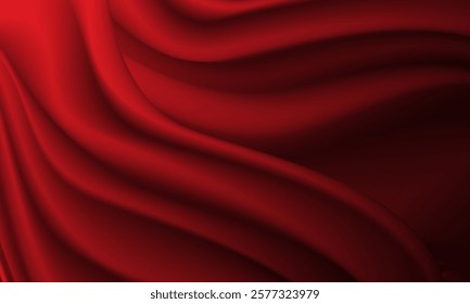 Abstract red fabric wave curve background texture vector illustration.