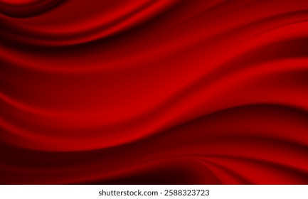 Abstract red fabric wave design modern luxury elegant background vector illustration.