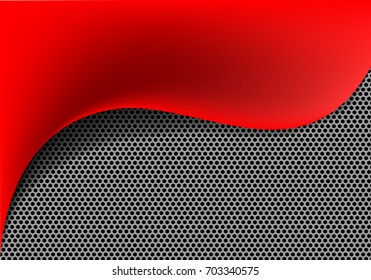Abstract red fabric wave on metal circle mesh design modern luxury background texture vector illustration.