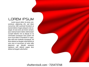 Abstract red fabric wave on white blank space with text design luxury background vector illustration.