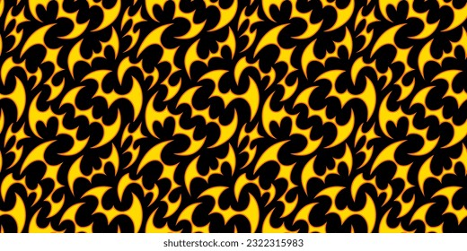 Abstract red fire art seamless pattern illustration. Cartoon flame abstract shape background with hot flames, tattoo element, fiery wave wallpaper texture.