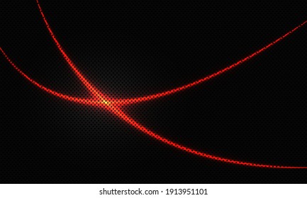 Abstrakte rote Leuchtlinie Kreuz auf schwarzem Kreis Maschendesign moderne futuristische Hintergrund Vektorgrafik.