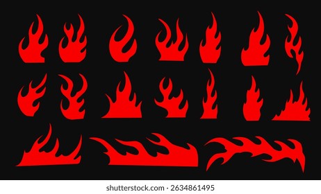 Abstraktes Flammensymbol, Vektordesign auf schwarzem Hintergrund, perfekt für Tattoo-Kunst, Symbole oder Gefahrenillustrationen