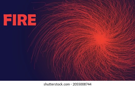 Abstract red fire from waving lines on dark background.