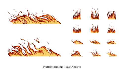 Abstract Red Fireball and Explosion Elements Burning Flame Symbols