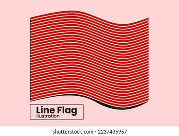 Abstract Red Flag Line Ilustration