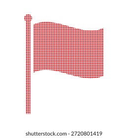 Abstract Red Flag Silhouette with Dot Pattern for Infographic Design