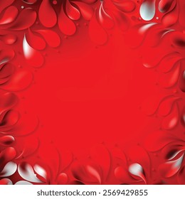 Abstract Red Floral Drops Background