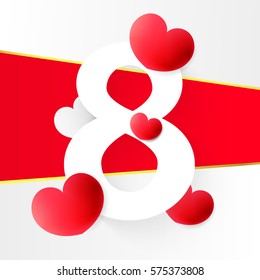 Abstract red Floral Greeting card International Happy Women s Day 8 March holiday background