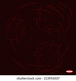 abstract red floral pattern on black brown background vector
