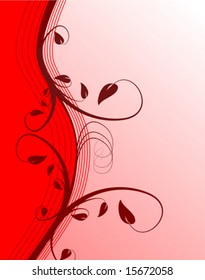 An abstract red floral vector background illustration with room for text