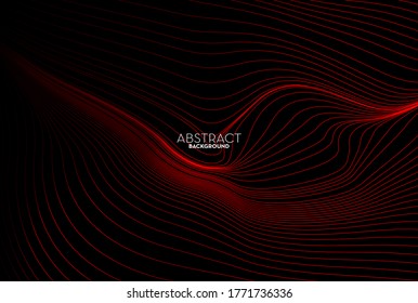 Abstract red flow line digital technology, smooth particle wave, big data techno, design concept background and wallpaper, vector eps