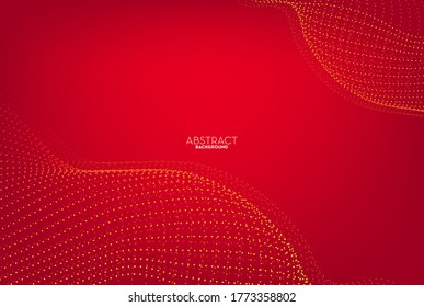 Abstract red flow line digital technology, smooth particle wave, big data techno, design concept background and wallpaper, vector eps