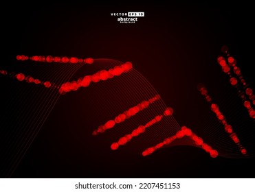 Abstract red flow line digital technology, smooth particle wave, big data techno, design concept Modern background wallpaper, poster, flyer, brochure, vector eps.
