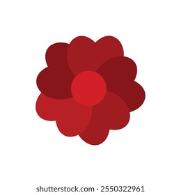 Projeto de flor vermelha abstrata com pétalas sobrepostas criando uma ilustração floral minimalista moderna