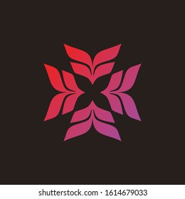 abstract red flower logo design for company or application