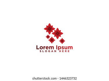 Abstract Red Flower Logo Designs, Vector Illustration