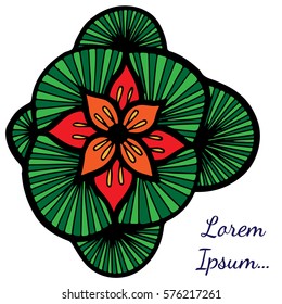 Abstract red flower with place for text. Can be used for print of clothes, card, invitation, posters, placards, banners.